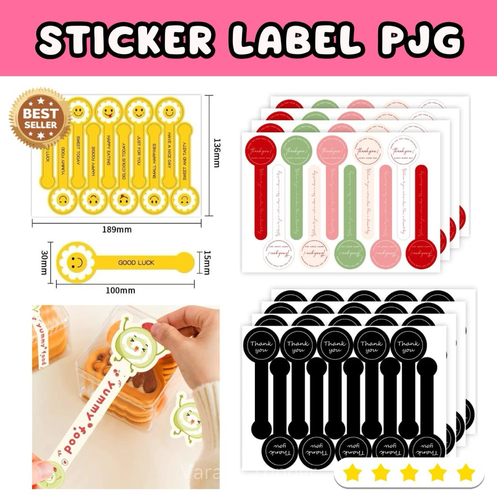 100Pcs Sticker Label Panjang Aesthetic