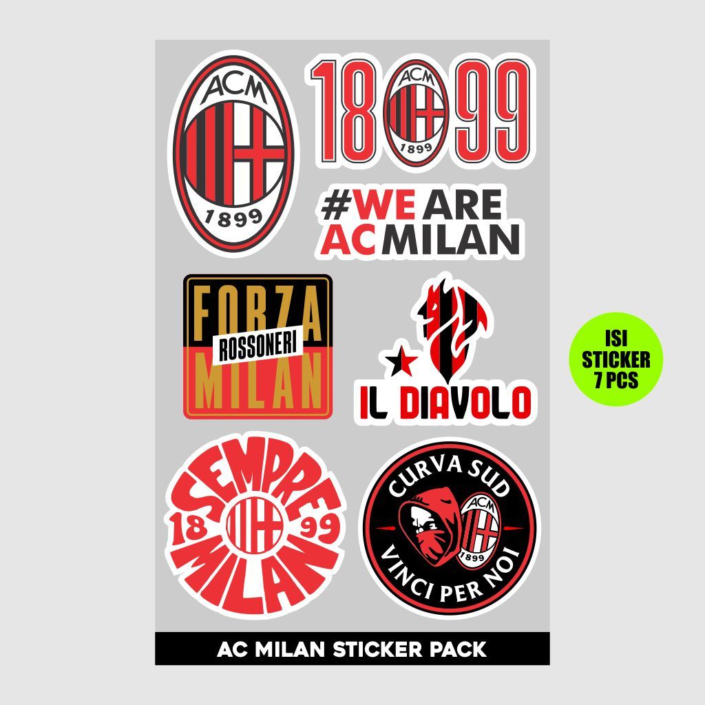 STICKER PACK AC MILAN STIKER AESTHETIC WATERPROOF UNTUK LAPTOP CASE HP HELM STICKER CASE