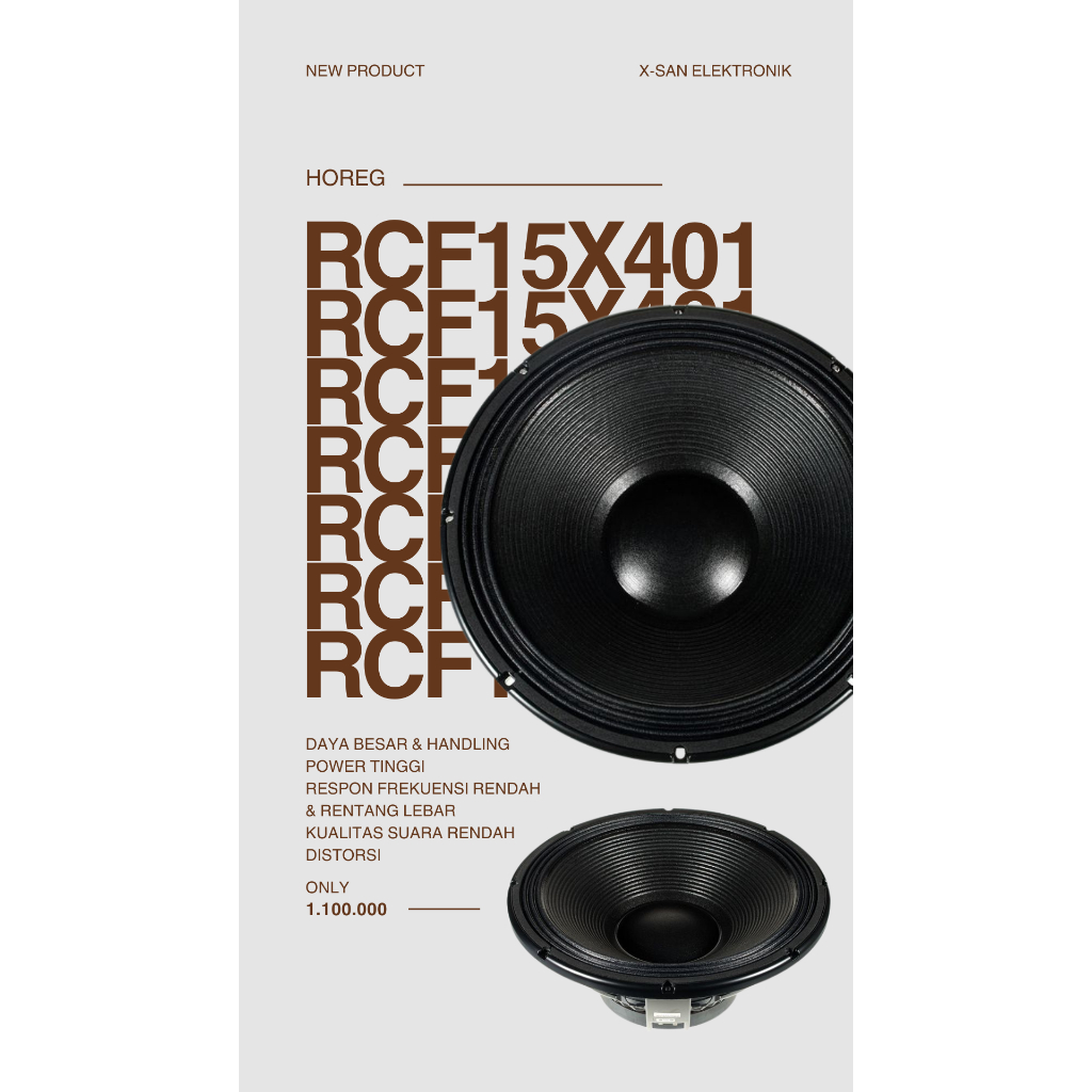 RCF 15X401 – Speaker Woofer 15” Profesional | Power 3000W | Bass Dalam & Jernih