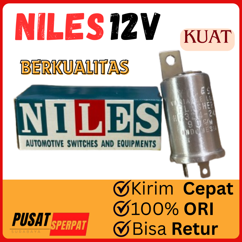 FLASHER NILES 12V WARNA SILVER DAN HITAM, ARUS STABIL, TAHAN PANAS, IDEAL UNTUK TRUK ATAU KENDARAAN BERAT