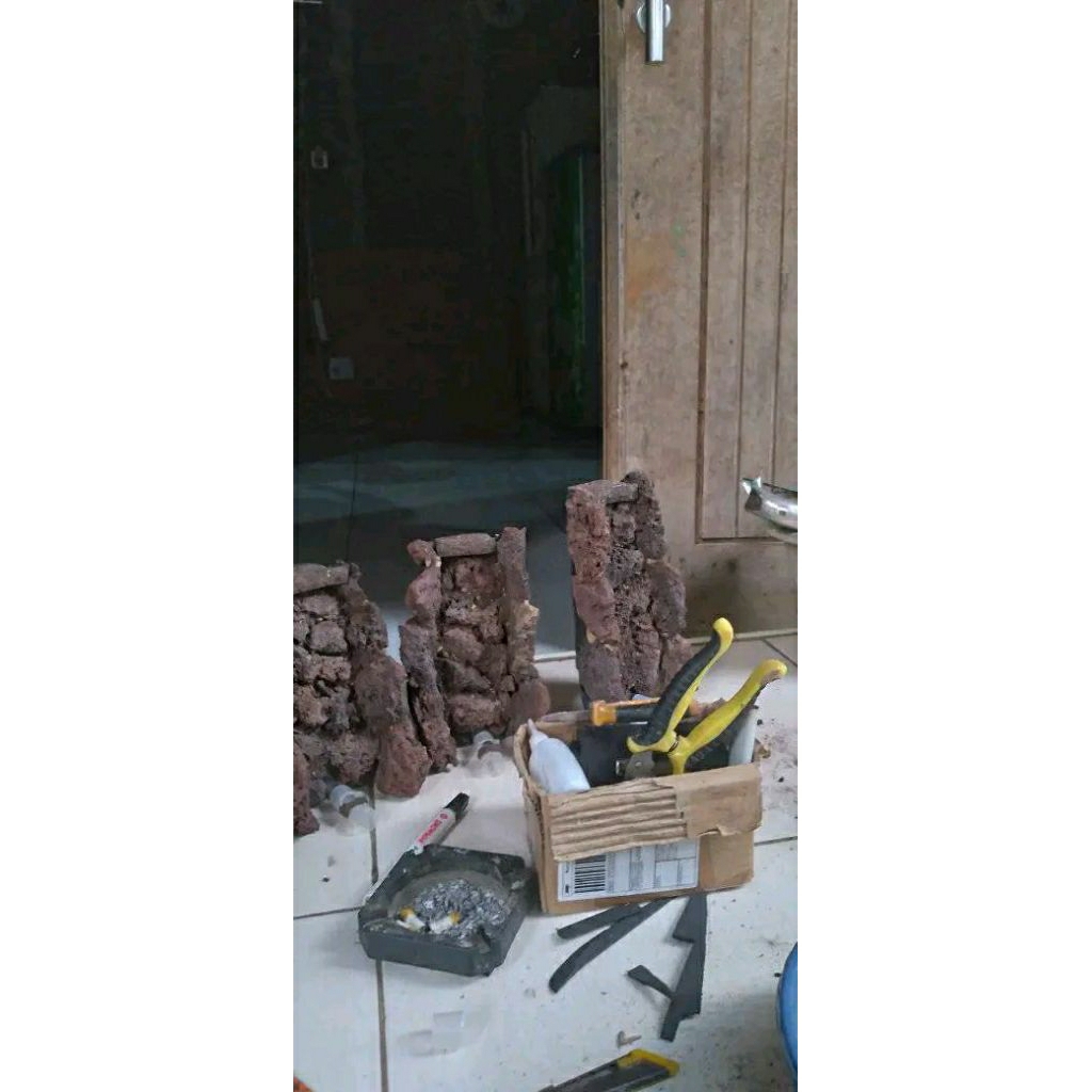 waterfall air terjun aquascape bahan batu lavarock tinggi 35cm fullset