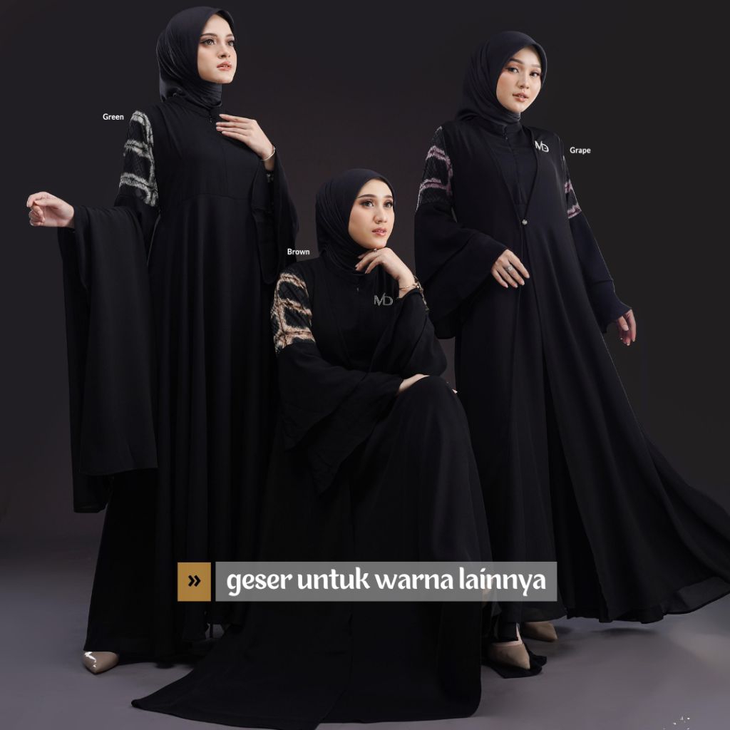 DR102| KALEENA / ALEEA DRESS by Nadheera Luxury [ NEW - ND Black Plain Series ] Gamis Nadheera Luxur