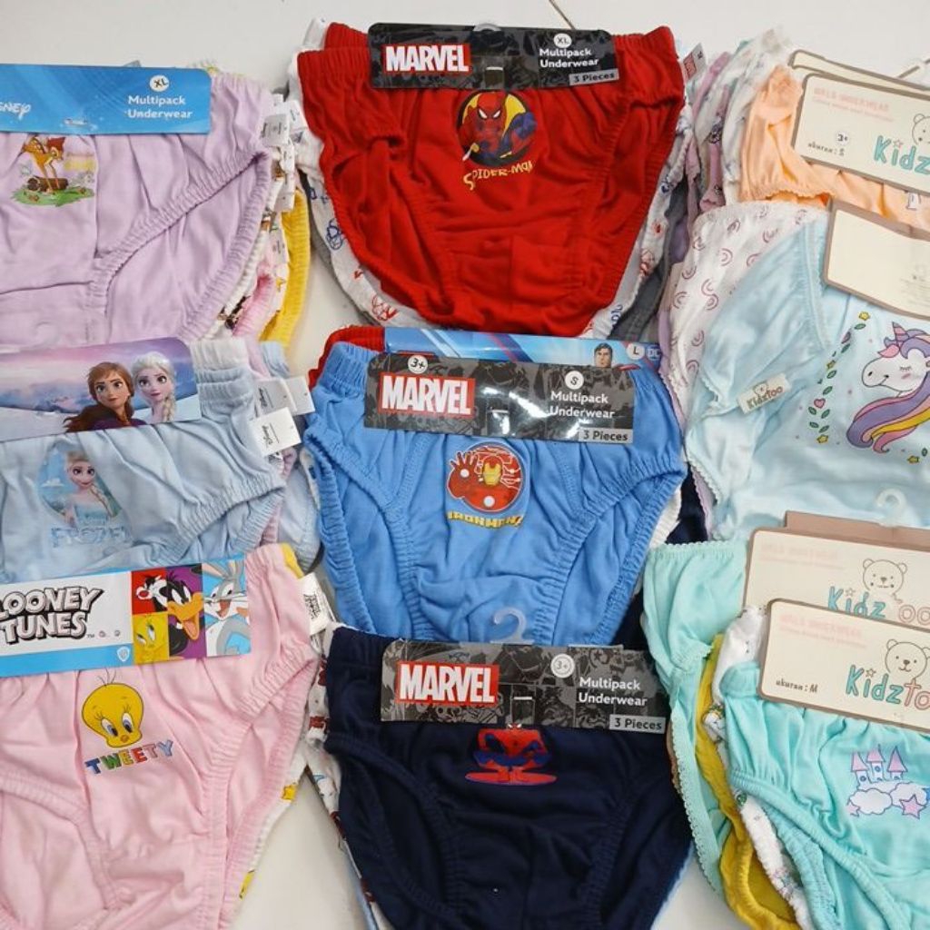 Celana dalam CD anak marvel kidz too disney anak perempuan dan laki-laki isi 3 pcs