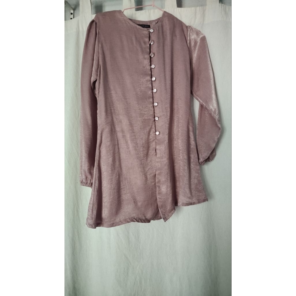 PRELOVED BLOUSE DUSTY PINK | TUNIK MURAH | BAJU LEBARAN | BAJU KONDANGAN | HOOLAQUEEN
