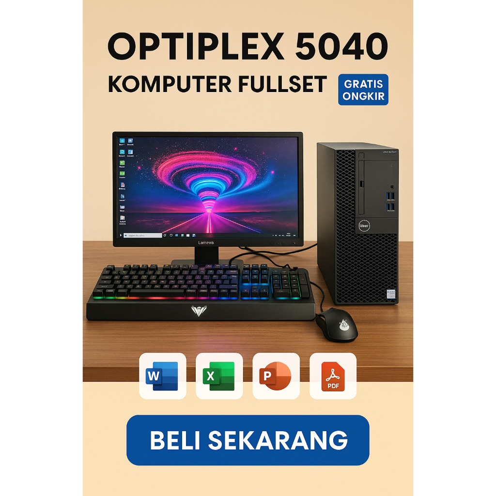 Komputer Fullset Dell OptiPlex 5040 Core i5 Gen 6th RAM 8GB SSD 256GB PROMO TERBATAS.