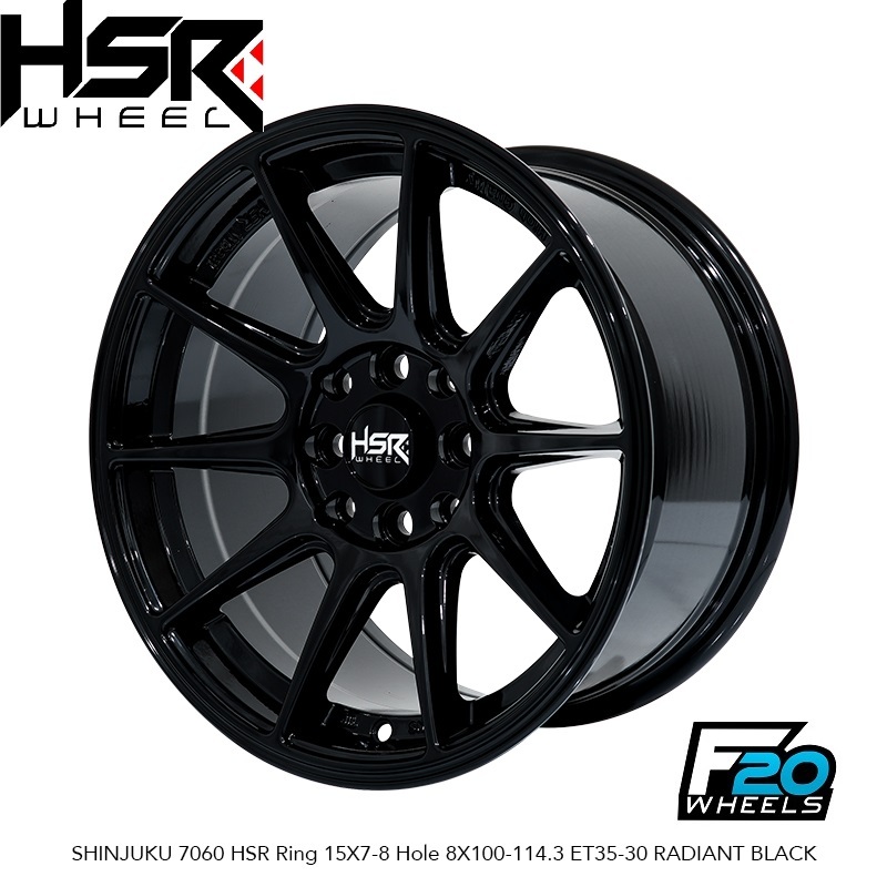 VELG HSR TERBARU TYPE SHINJUKU 7060 HSR R15X7/8 H8X100-114,3 ET35/30 RADIANT BLACK