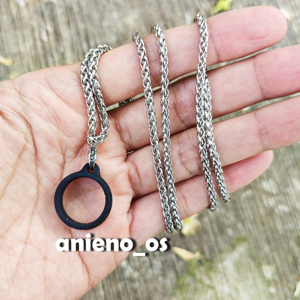 Kalung Lanyard Stainless Steel Chain plus O-Ring Karet - Tali Kalung Rantai Metal