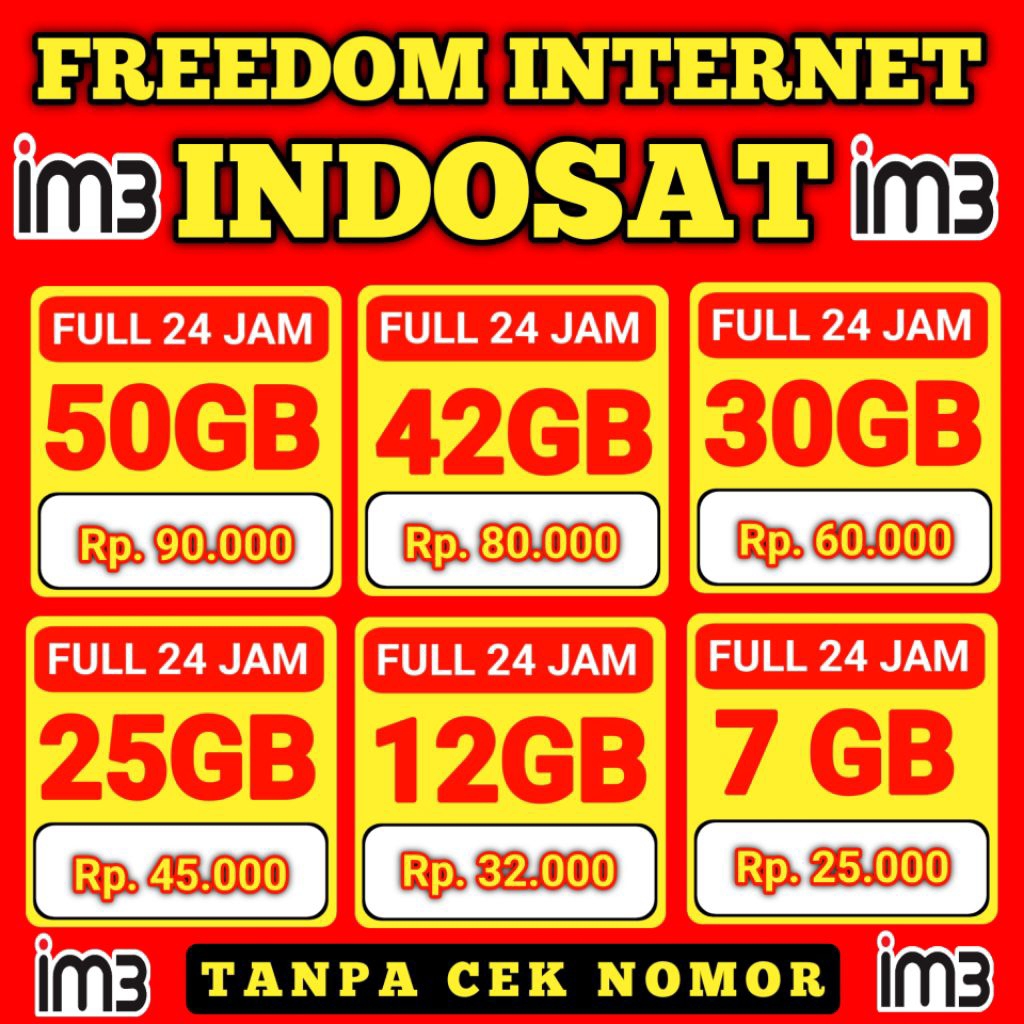 PROMO TERMURAH PAKET DATA INDOSAT MURAH FULL 100GB - PAKET DATA FREEDOM INTERNET INDOSAT MURAH