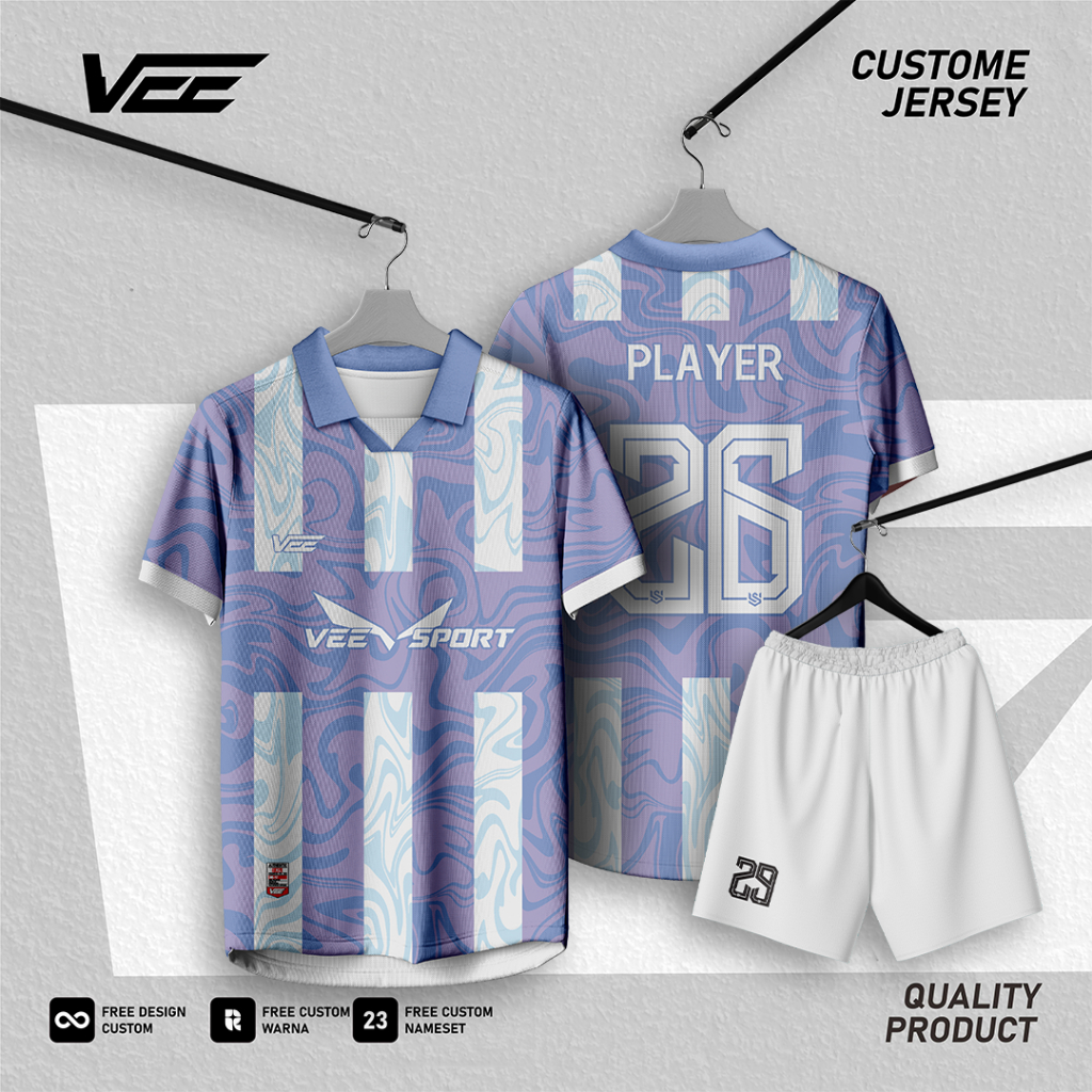 Jersey Baju Bola Dan Futsal Retro Bisa Custom Nama Nomor Dan Logo Warna Biru Putih
