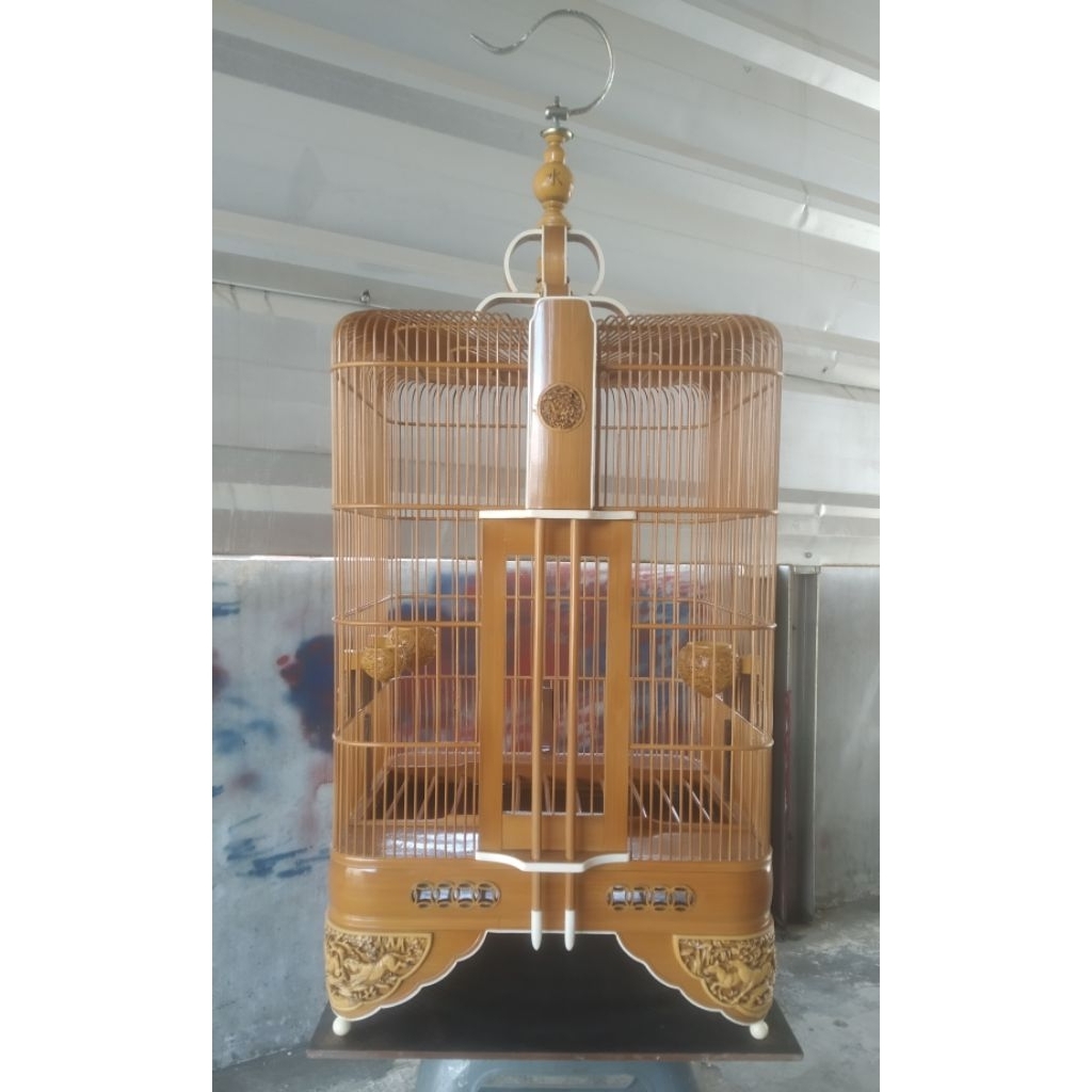 sangkar kandang untuk burung anis / wambi motif macan bentuk oval