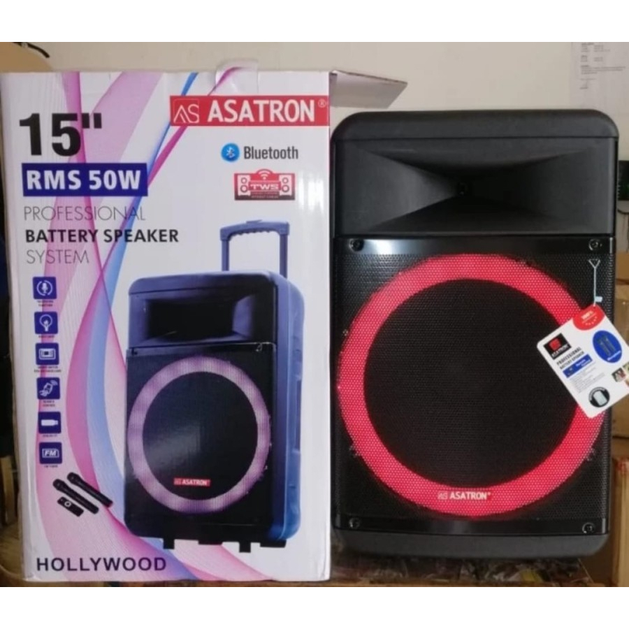 speaker portable bluetooth asatron 15 inch 2 mic wireless