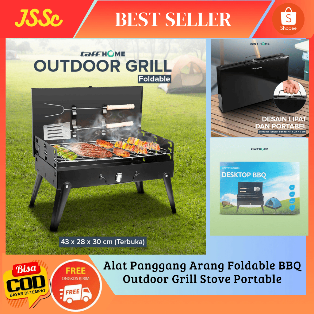 Pembakaran Ikan Pake Arang / Alat Panggang Bakar  Arang Foldable BBQ Outdoor Portable - HWSK77