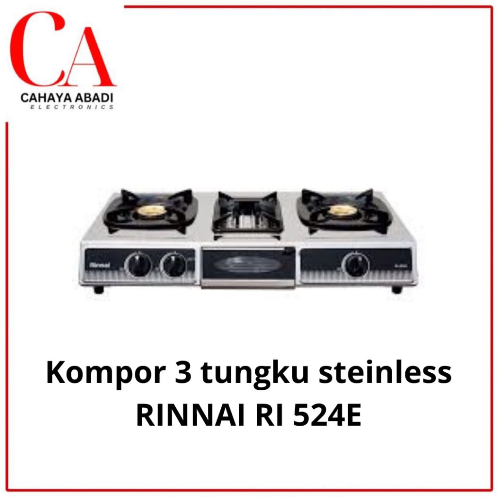 RINNAI kompor gas 3 tungku RI-524E RI 524E RI 524 E kompor steinless 3 tungku