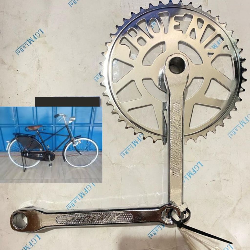 Crank / Gir Depan Phoenix Sepeda Jengki / ONTEL Krum 44T & 48T Pantek Besi 165MM