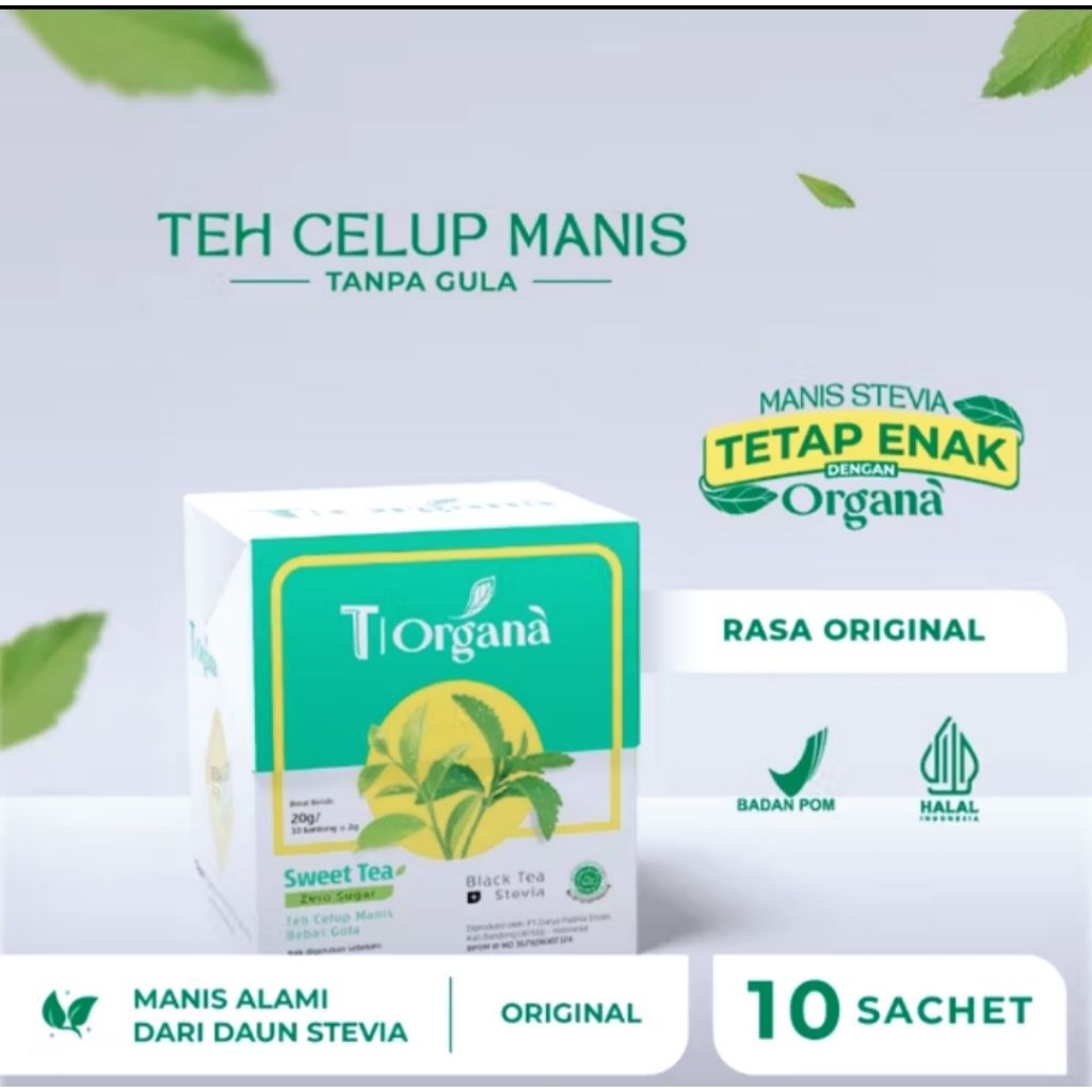 T Organa - Teh Stevia Teh Manis Tanpa Gula Isi 10 Bag