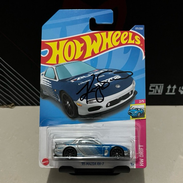 Hot Wheels Mazda RX-7 Falken Sign Kenji Greddy HotWheels Mazda RX7 Falken w/ Sign Kenji Sumino Gredd