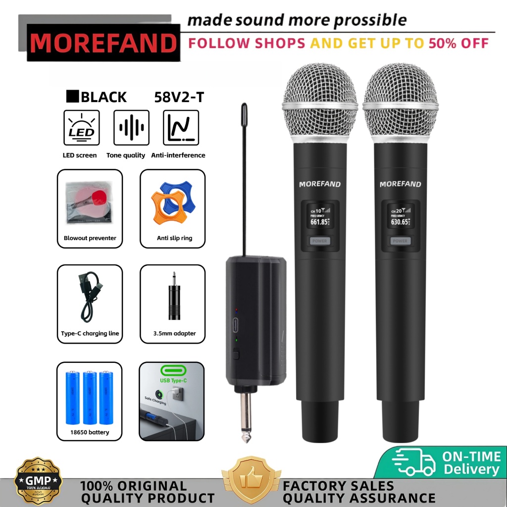 Mikrofon genggam bisa diisi ulang microphone karaoke mikrofon mic wireless nirkabel isiulang wireles