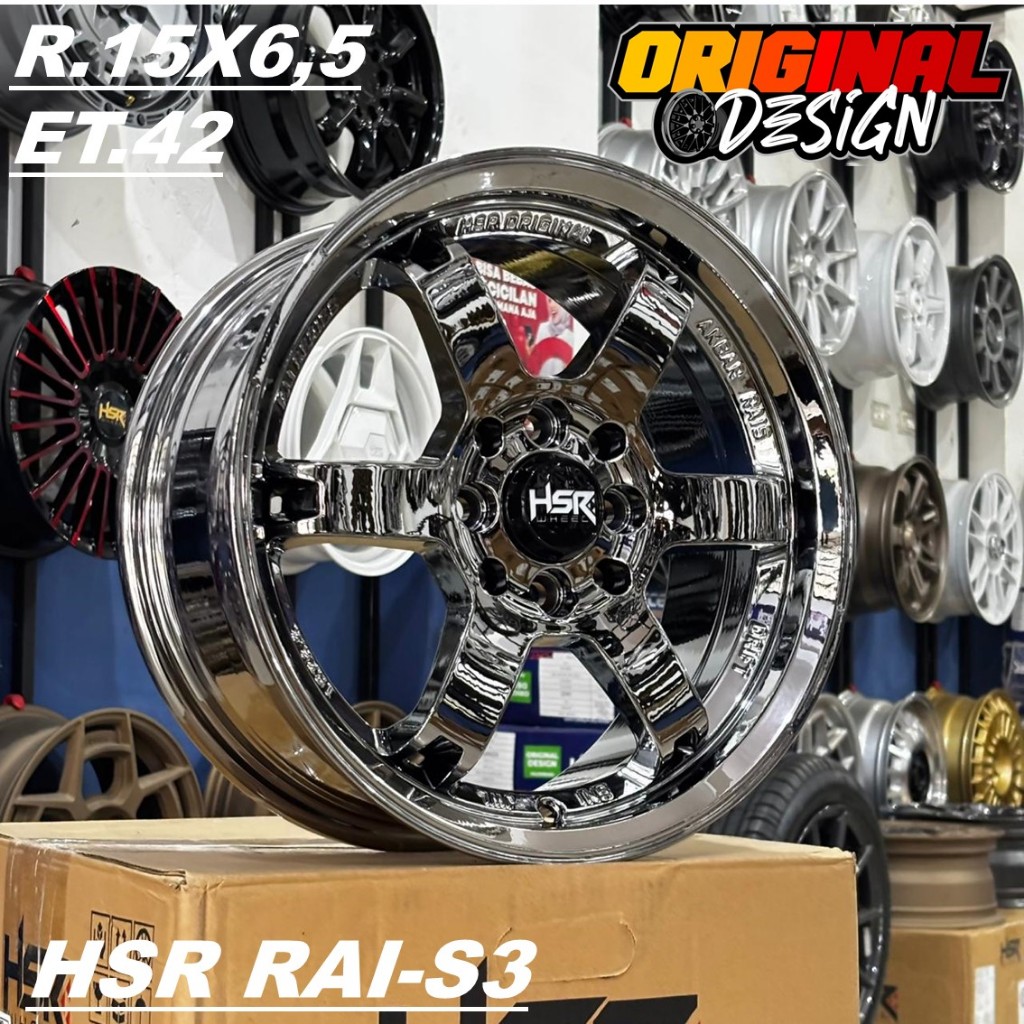 Pelek Mobil BRIO AVANZA AGYA Ring15 Black chrome HSR RAI S3 R15