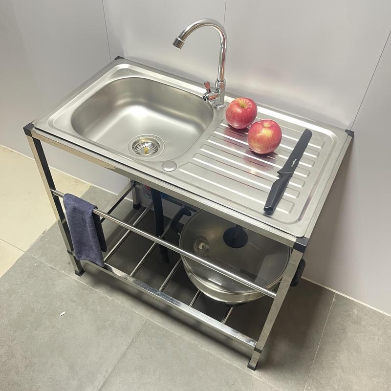 Wastafel Stainless Steel Terpadu untuk Memotong & Mencuci Sayuran Kokoh Tahan Lama Mudah Dibersihkan