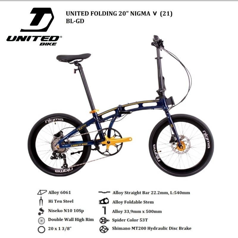 SEPEDA LIPAT DEWASA UNITED NIGMA III 3 V 5 PHANTOM 3.0 TERBARU 20 INCH 9 10 SPEED ALLOY FOLDING BIKE