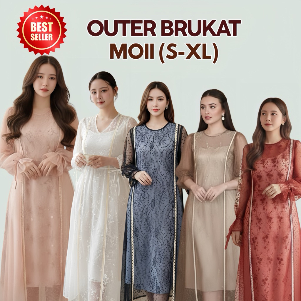 LONG OUTER BRUKAT MOII LONG OUTER KONDANGAN MEWAH KEKINIAN