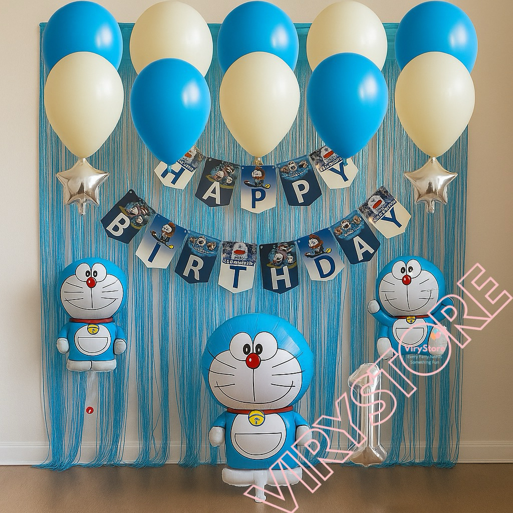 [VS] Paket Set Dekorasi Ulang Tahun Doraemon/ Paket Ulang Tahun Doraemon/ Dekorasi Balon Doraemon