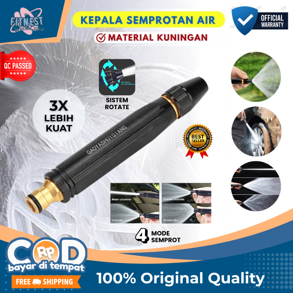 Kepala Selang Semprotan Air Cuci Motor Mobil Tanaman Taman Nozzle Spray Kuningan / Hose Nozel Water 