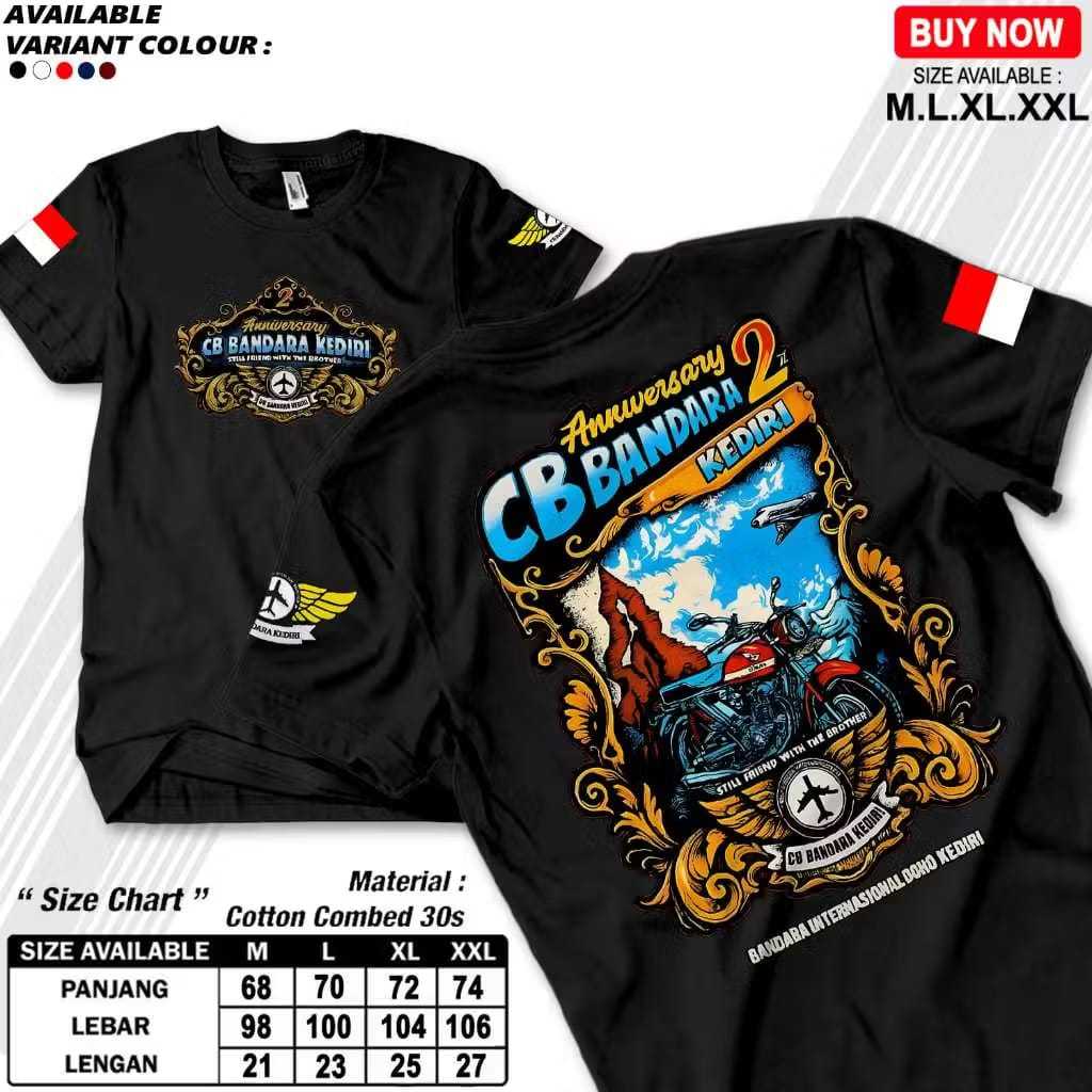 kaos cb bandara kediri anniversary 2 tahun - Kaos Motor CB