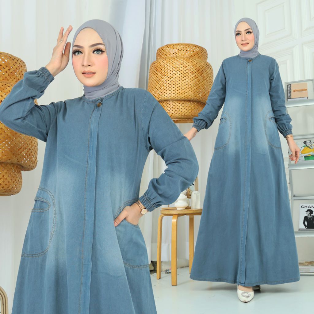 Gamis denim abaya terbaru jumbo