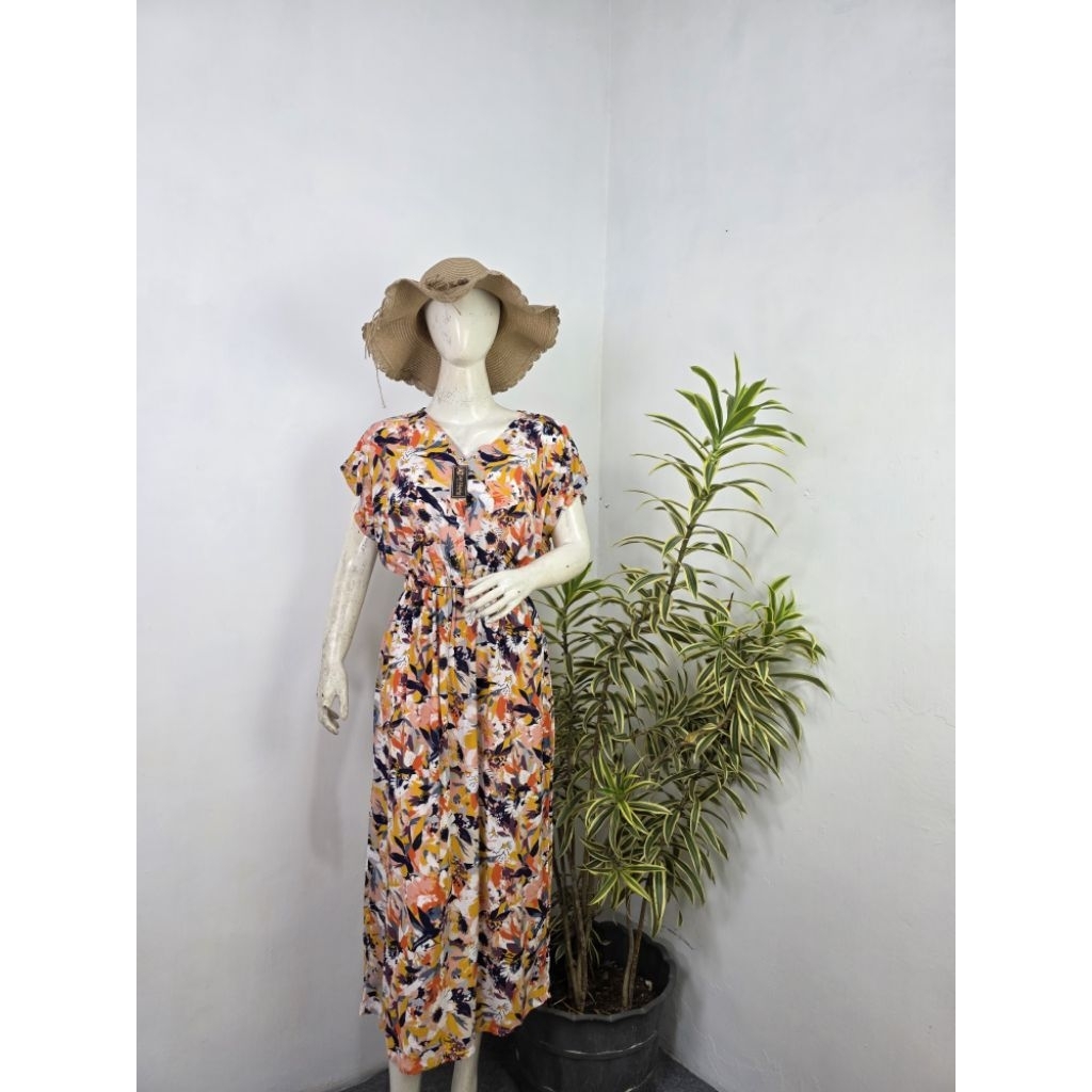 Dress Manohara Pangandaran Panjang/Dress Manohara Jumbo Adem/Daster Kekinian Rayon/Daster Manohara P