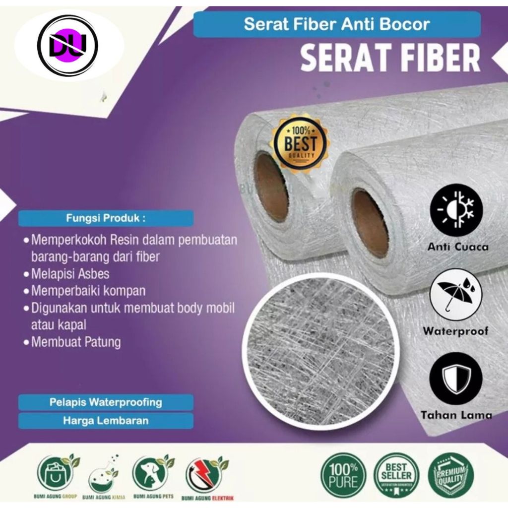 Serat Fiber Waterproof Polyester Pelapis Anti Bocor Serat Fiber Aquaproof Meteran Fiberglass Matt No