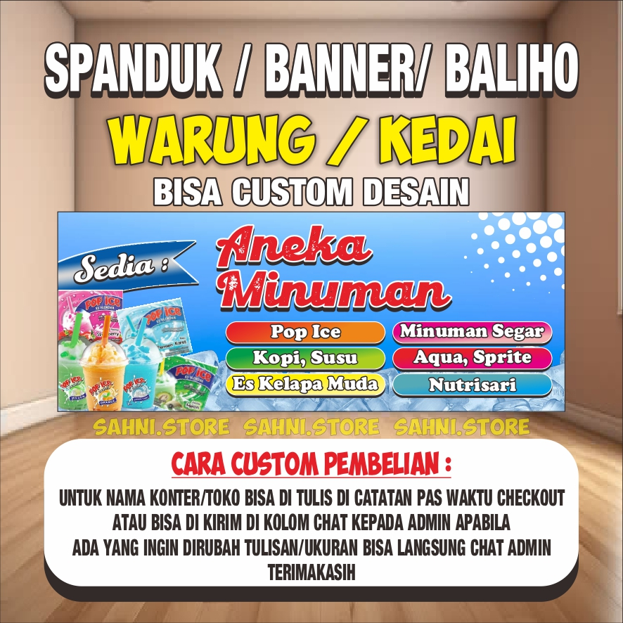 Cetak Spanduk Usaha Baliho Toko Sembako Banner Jualan Custom Nama Satu Hari siap