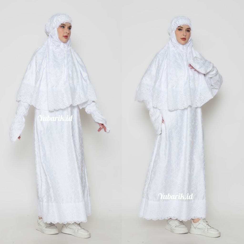 Gamis Putih Haji Umroh Wanita – Set Bergo Syar’i Nyaman Dipakai