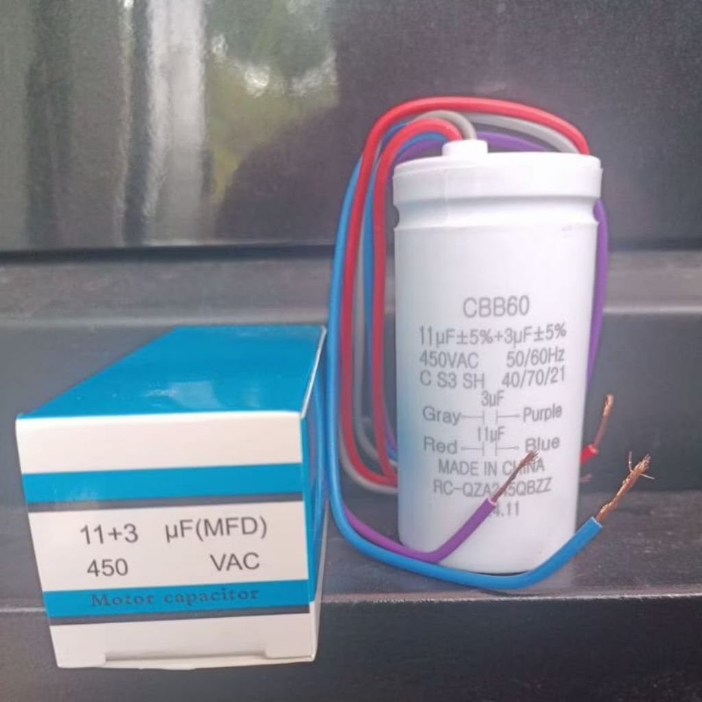 KAPASITOR MESIN CUCI SHARP 2 TABUNG 11UF+3UF ORI