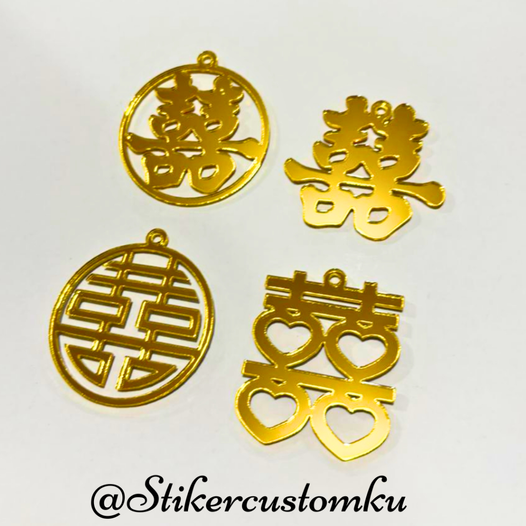 Hang Tag ShuangXi Akrilik Lamaran / Akrlilk Tag Pernikahan ShuangXi / Gantungan ShuangXi / Gantungan