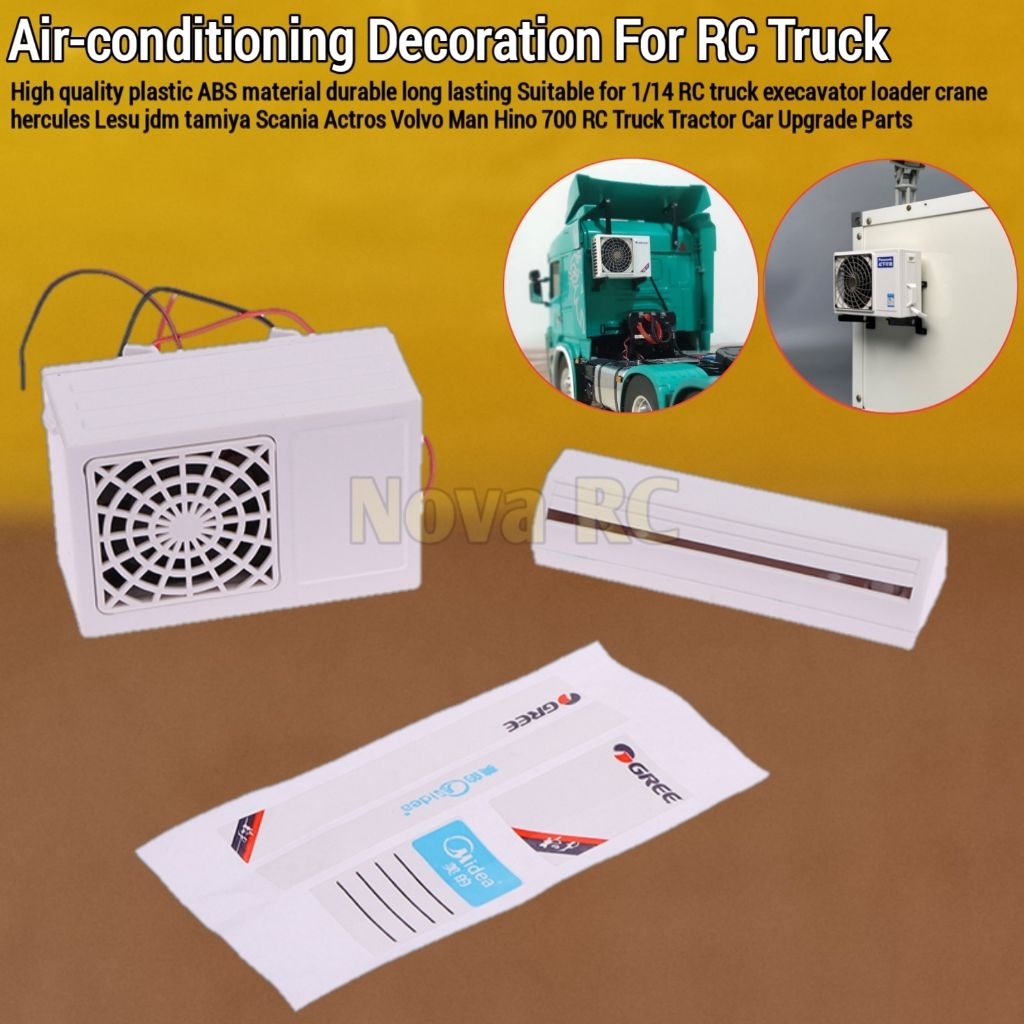 Pendingin ruangan simulasi untuk kabin shell RC truk 1/14 hercules lesu tamiya Scania Volvo Actros M