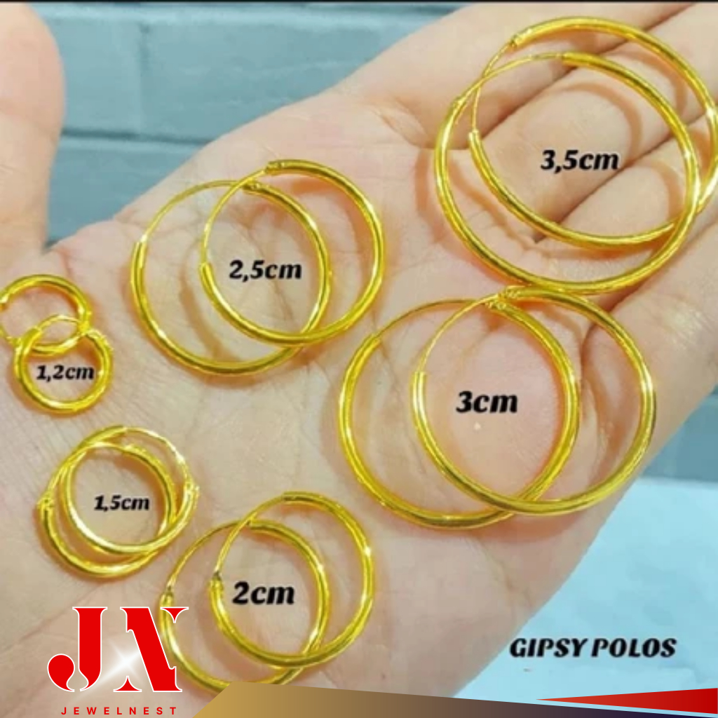Anting Gipsy Titanium Gold Anti Karat Murah || Anting Gipsy Polos Titanium Gold Tahan Lama