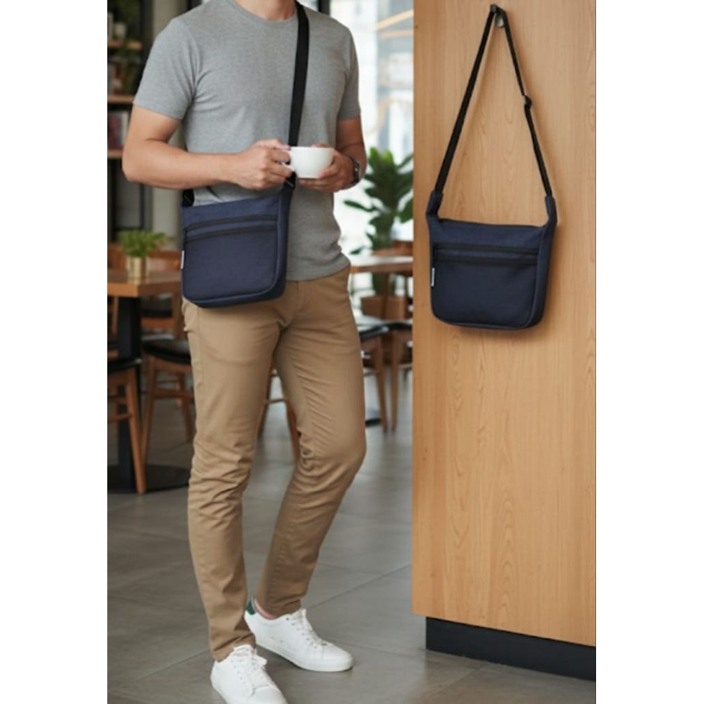 Tas Selempang Pria Bahan Jeans Casual Tas Distro Slingbag Tas Bahu Pria