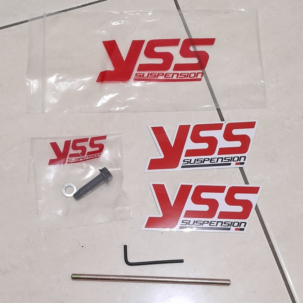 Kunci setelan, kunci L, baut, ring per utk shock belakang & sticker YSS. original. Baru