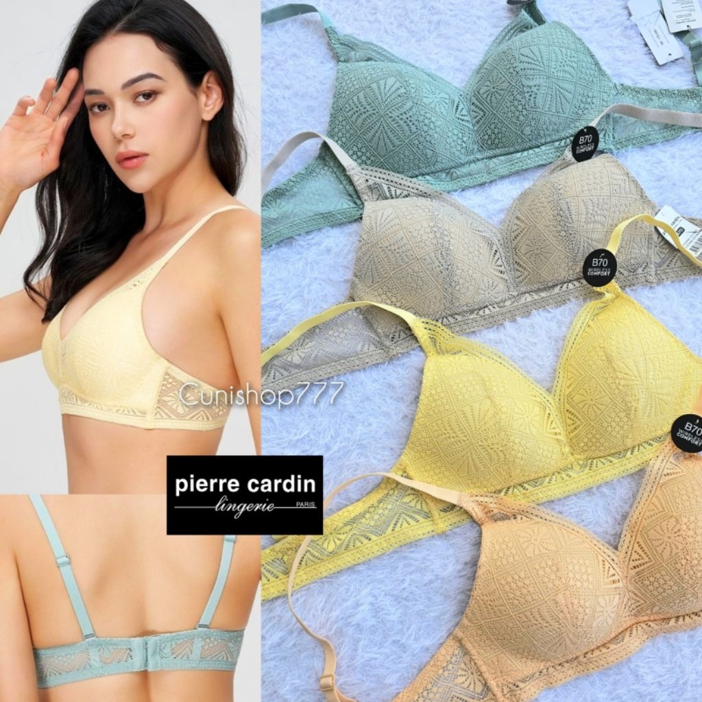 BRA PIERRE CARDIN 32B TANPA KAWAT LACE RENDA BUSA NORMAL BH WIRELESS NON WIRE 602 62392
