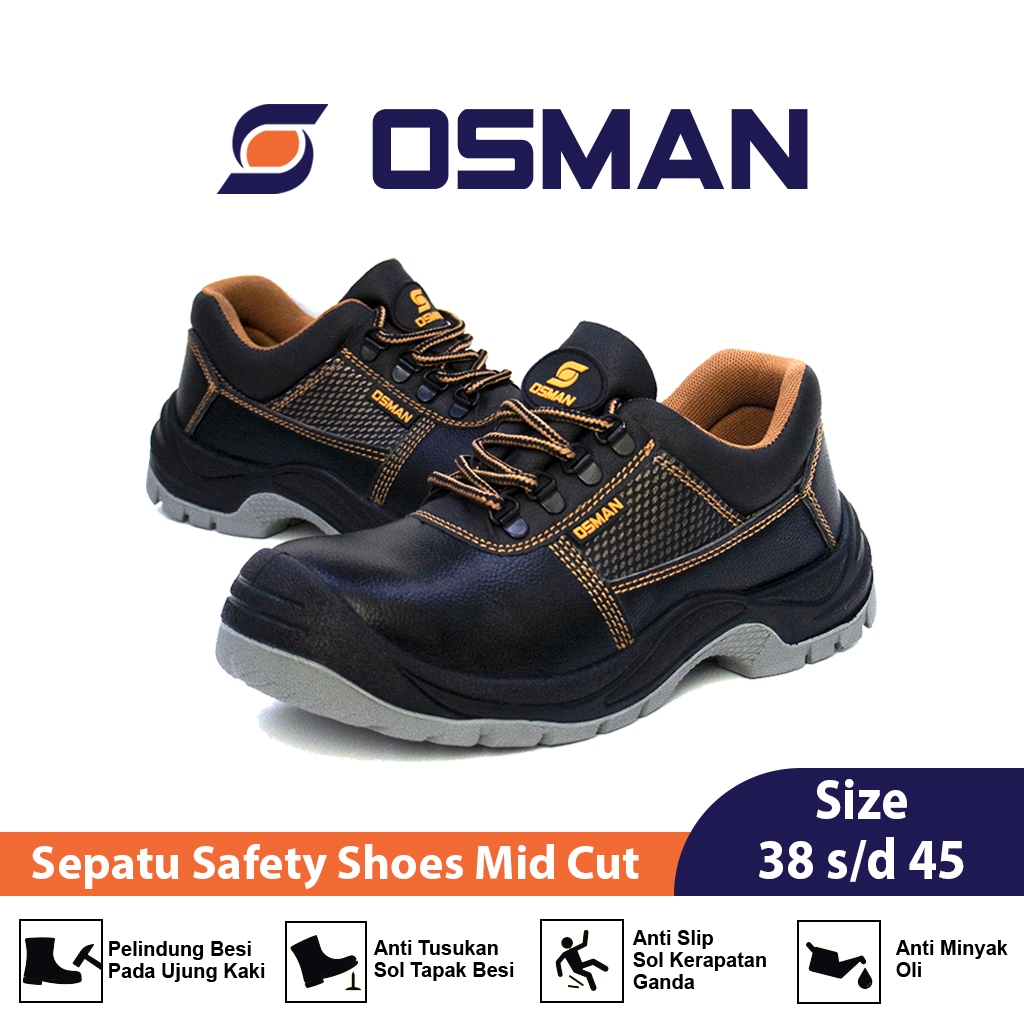 OSMAN Safety Shoes Sepatu Safety Shoes Low Cut OSMAN OS-606 Ujung Besi Pria Pekerja