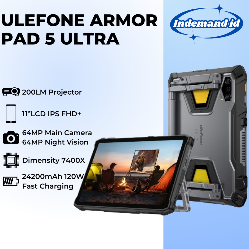 Ulefone Armor Pad 5 Ultra 5G Projector Tablet 11''LCD IPS FHD+ Dimensity 7400X 12GB 512GB 24200mAh 1