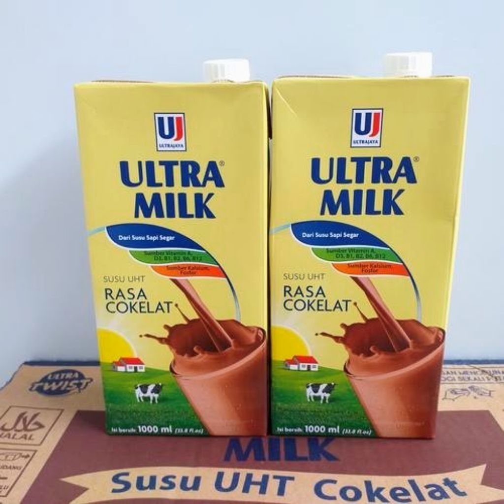 1KARTON SUSU ULTRA MILK FULL CREAM COKLAT 1LITER / SUSU CAIR COKLAT ULTRA MILK 1KARTON ISI 12PCS