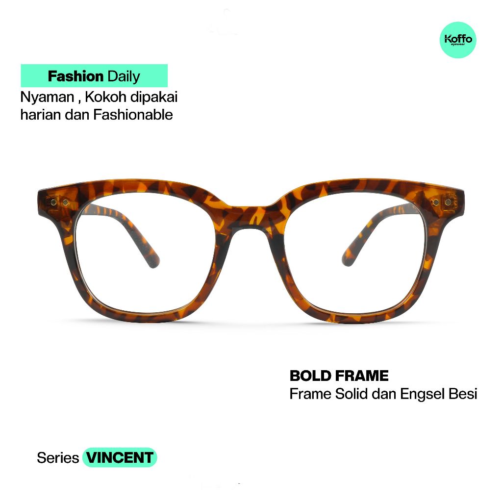 Koffo - Frame Kacamata VINCENT Leopard | Engsel Besi