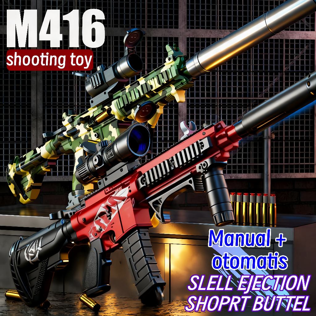 Senjata Mainan Elektrik M416 dengan Peluru Lunak untuk Anakanak Senjata Mainan Sniper Serbu Otomatis