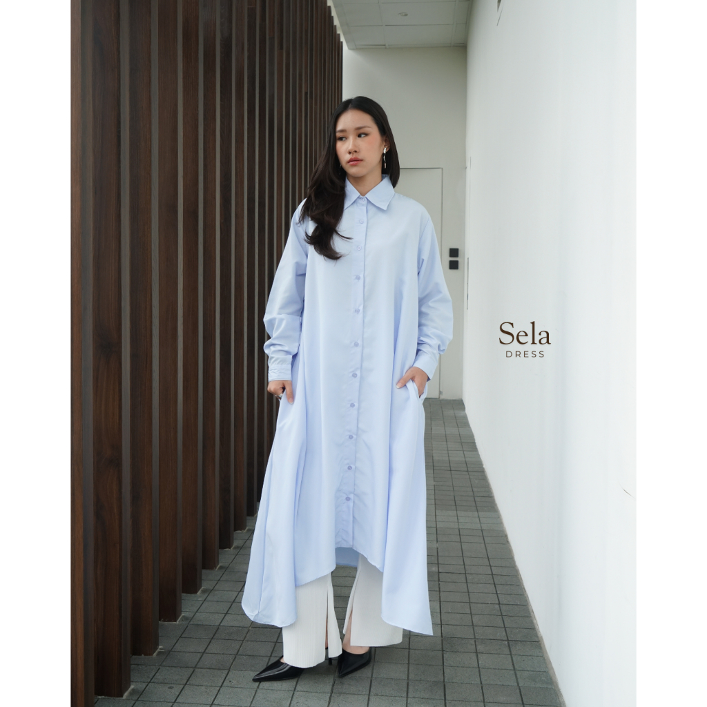 KANNEE - SELA DRESS | LONG DRESS LENGAN PANJANG MODEST MUSLIM HIJAB POPLIN