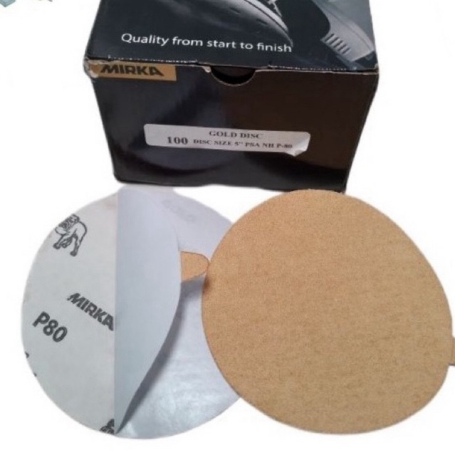 100pcs-Amplas bulat 5 inch stikit/double tape Mirka gold disc