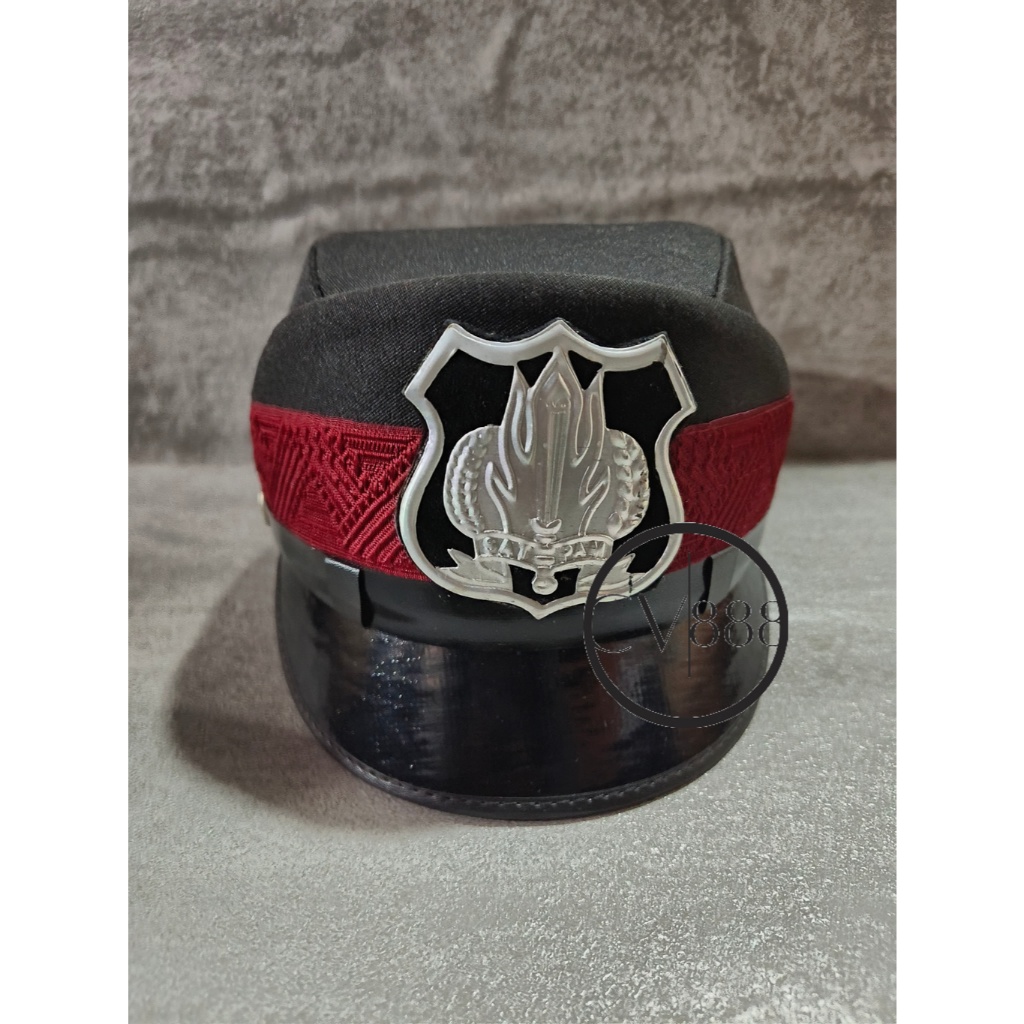 Topi Pet Security List Putih (Wanita) - Topi Pet Satpam Topi PDH Satpam Cokelat Wanita