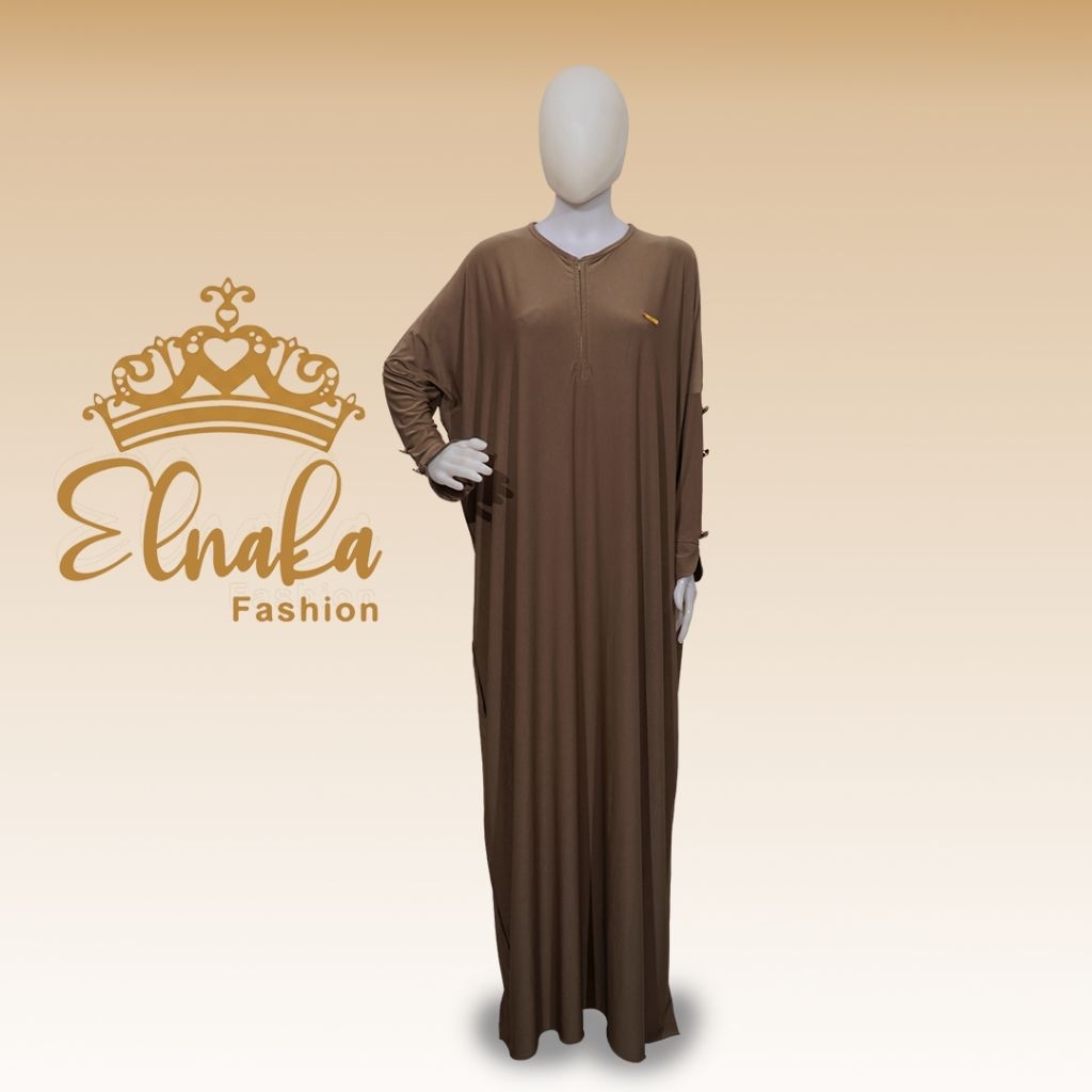 Gamis Dress Inara Premium Elnaka Full Cokelat 040