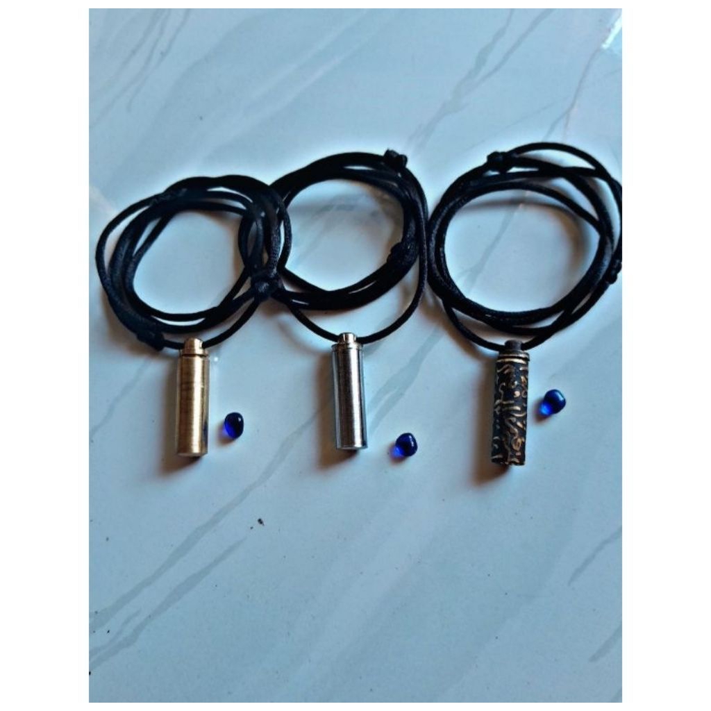 Kalung Liontin Bonus Batu Akik Krikil Blue Safir